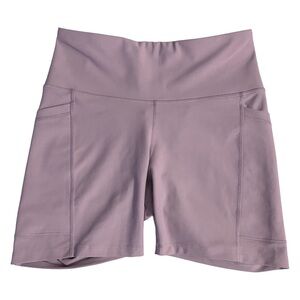 Old Navy High Rise Lavender Lilac Biker Shorts Powersoft Compression Go-Dry L